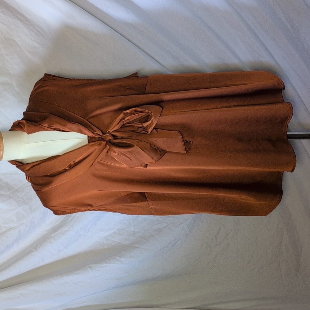 NWT Bar III Burnt Orange Sleeveless Blouse with Bow